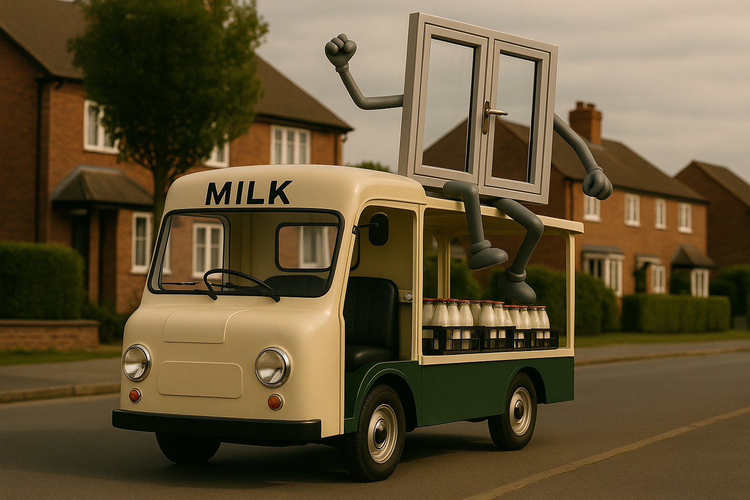 aluminium window on milk truck