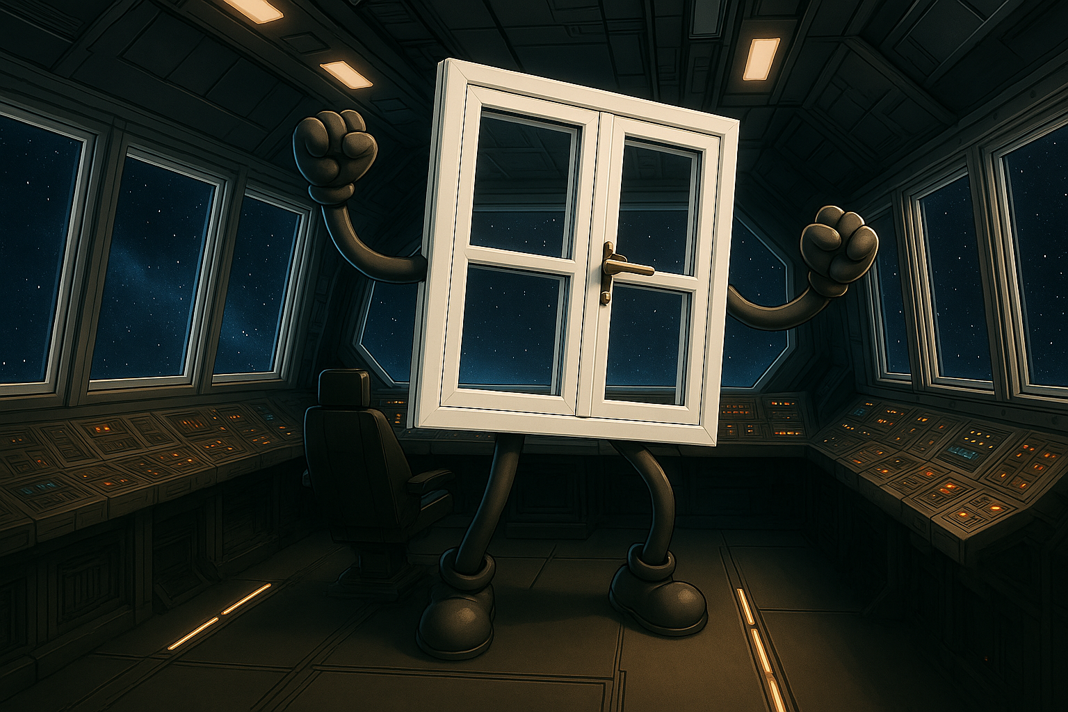 Aluminium windows on a spaceship