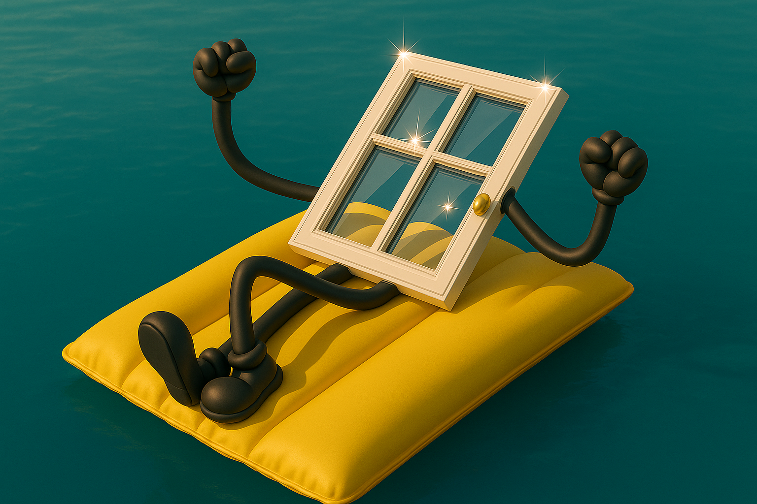 Aluminium window relaxing, looking clean